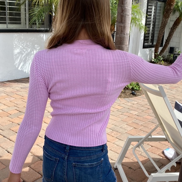 Pink and white striped turtleneck. - Picture 3 of 3